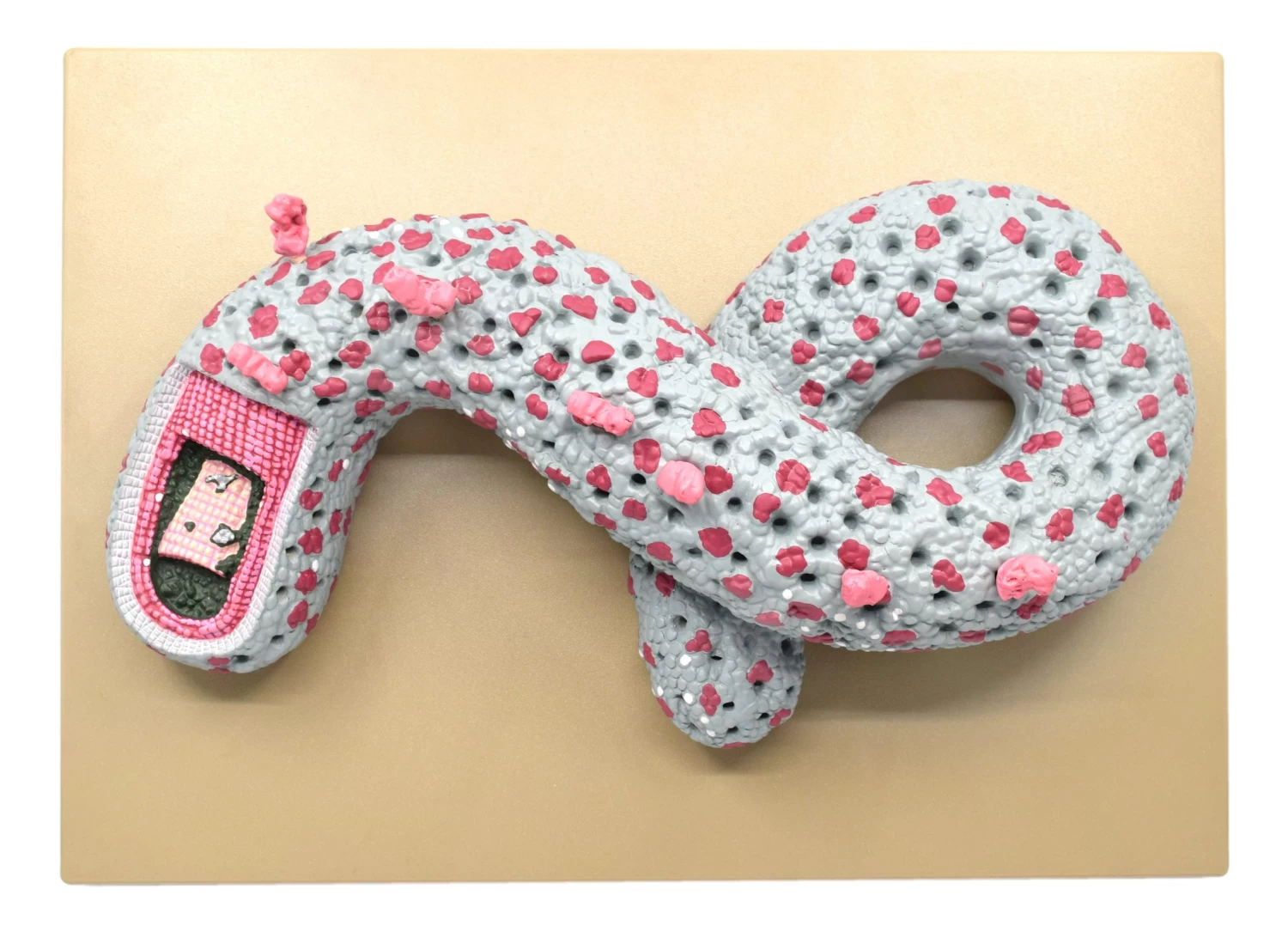 Ebola Virus Model, Three Dimensional, Sectional View, With Hand Painted Details, 100,000x Magnified - Mounted On Base, 16"x12"x1" - 1 Ebola Virus Model, Three Dimensional, Sectional View, With Hand Painted Details, 100,000x Magnified - Mounted On Base, 16"x12"x1" -