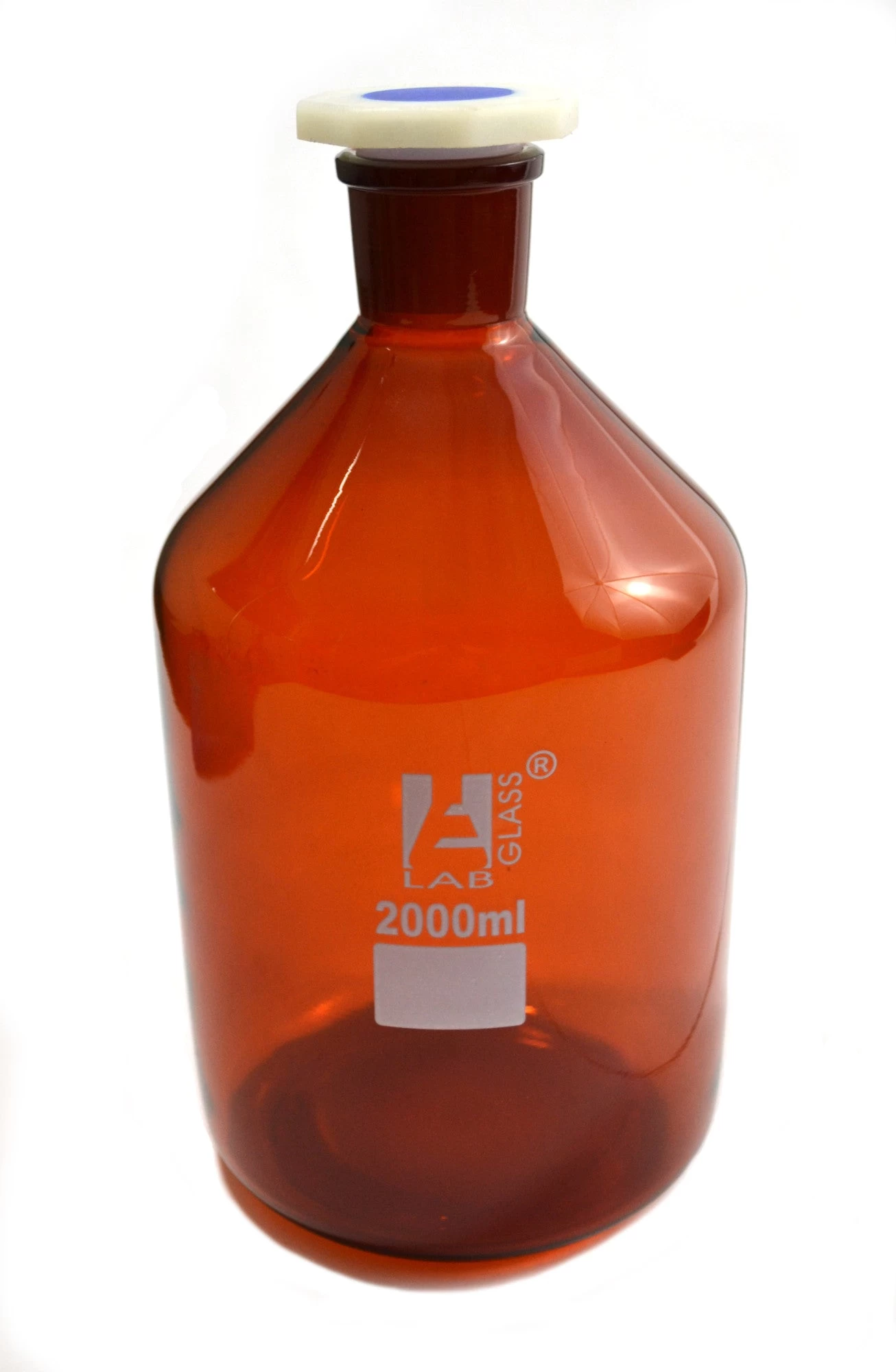 Reagent Bottle, 2000mL - Amber - With Acid-Proof Polypropylene Stopper - Borosilicate Glass 3 Reagent Bottle, 2000mL - Amber - With Acid-Proof Polypropylene Stopper - Borosilicate Glass - Image 3