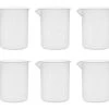 6PK Plastic Beakers, 250ml - Polypropylene - Raised Graduations