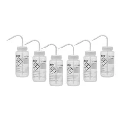 6PK Chemical Wash Bottle, Blank Labels, 500ml - Wide Mouth, Self Venting, Low Density Polyethylene - Performance Plastics By