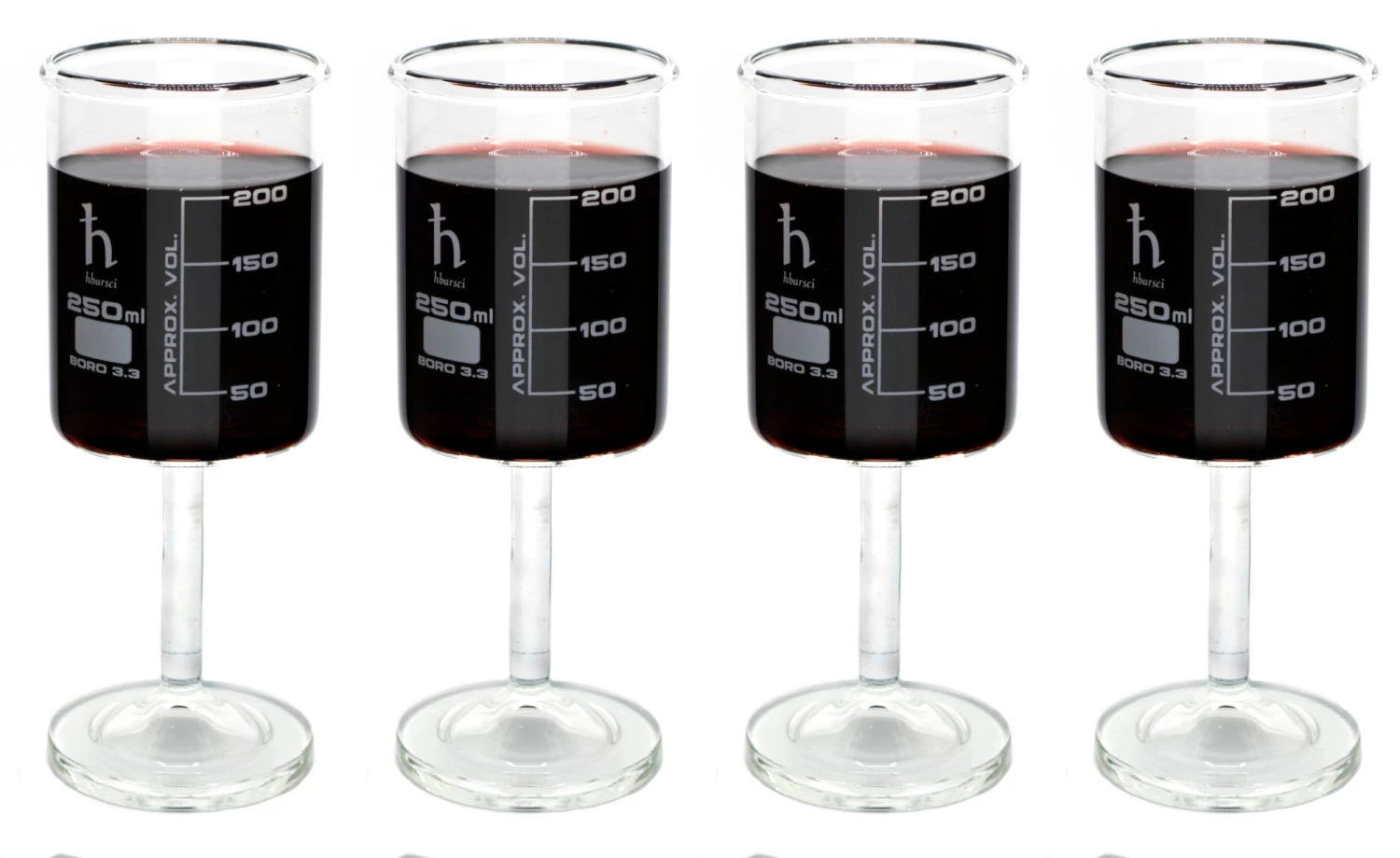4PK Beaker Wine Glass, 250mL - Borosilicate Glass 2 4PK Beaker Wine Glass, 250mL - Borosilicate Glass - Image 2