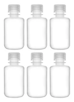 6PK Reagent Bottles, 60ml - Narrow Neck With Screw Cap - Polypropylene
