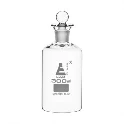 BOD Bottle, 300mL - Interchangeable Glass Pennyhead Stopper - Borosilicate Glass