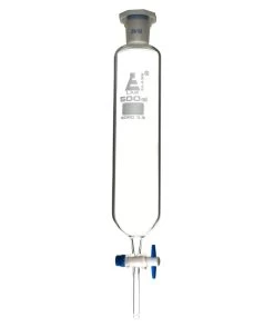 Dropping Funnel, 500mL - Cylindrical - With 29/32 Plastic Stopper & PTFE Stopcock - Borosilicate Glass