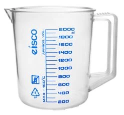 Jug, 2000ml - Polypropylene - Screen Printed Graduations - With Handle & Spout