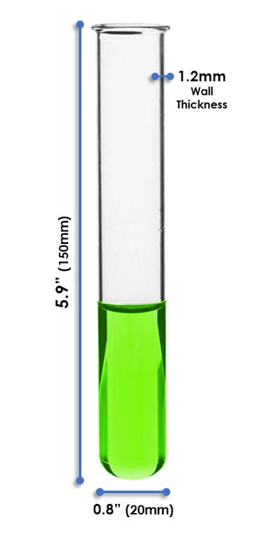 32PK Test Tubes, 30mL, 20x150mm - Rimmed - Light Wall, 1.2mm Thick - Borosilicate 3.3 Glass 2 32PK Test Tubes, 30mL, 20x150mm - Rimmed - Light Wall, 1.2mm Thick - Borosilicate 3.3 Glass - Image 2