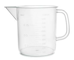 Measuring Jug, 1000ml - Short Form, Euro Design - Polypropylene Plastic - Raised Graduations