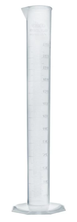 Graduated Cylinder, 250mL - Class B - Octagonal Base - Raised Graduations - TPX Plastic