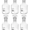6PK Reagent Bottles, 60mL - Graduated - Narrow Mouth With Solid Glass Stopper - Borosilicate Glass