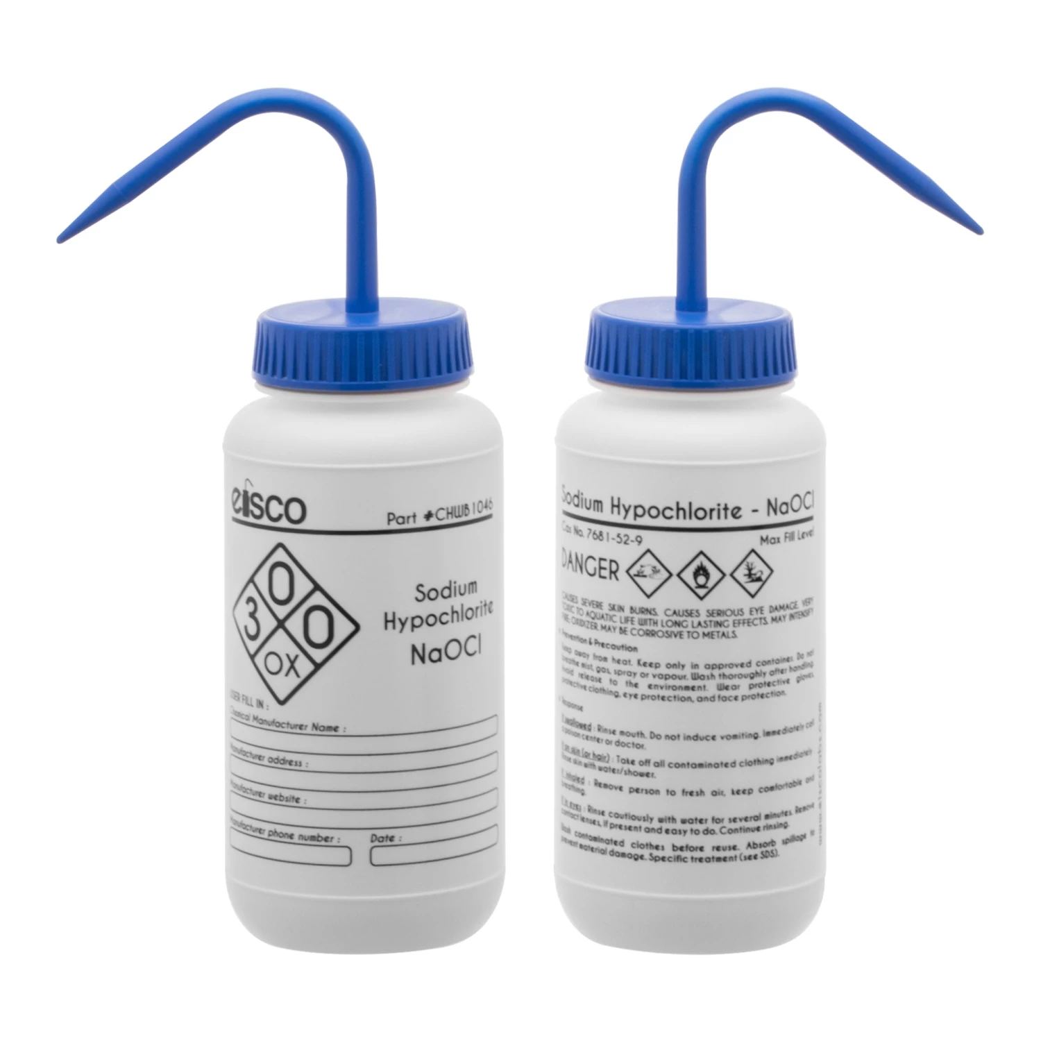 Sodium Hypochlorite (Bleach) Wash Bottle, 500ml - Polyethylene - One Color 3 Sodium Hypochlorite (Bleach) Wash Bottle, 500ml - Polyethylene - One Color - Image 3