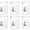6PK Beakers, 1000mL - Low Form - 100mL Graduations - Borosilicate Glass