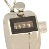 Handheld Tally Counter, Mechanical, Four Digit Display With Finger Ring, Silver -