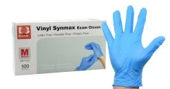 Vinyl Exam Gloves, 100/Box - Medium - Latex Free, Powder Free, Nonsterile - Blue - Synmax