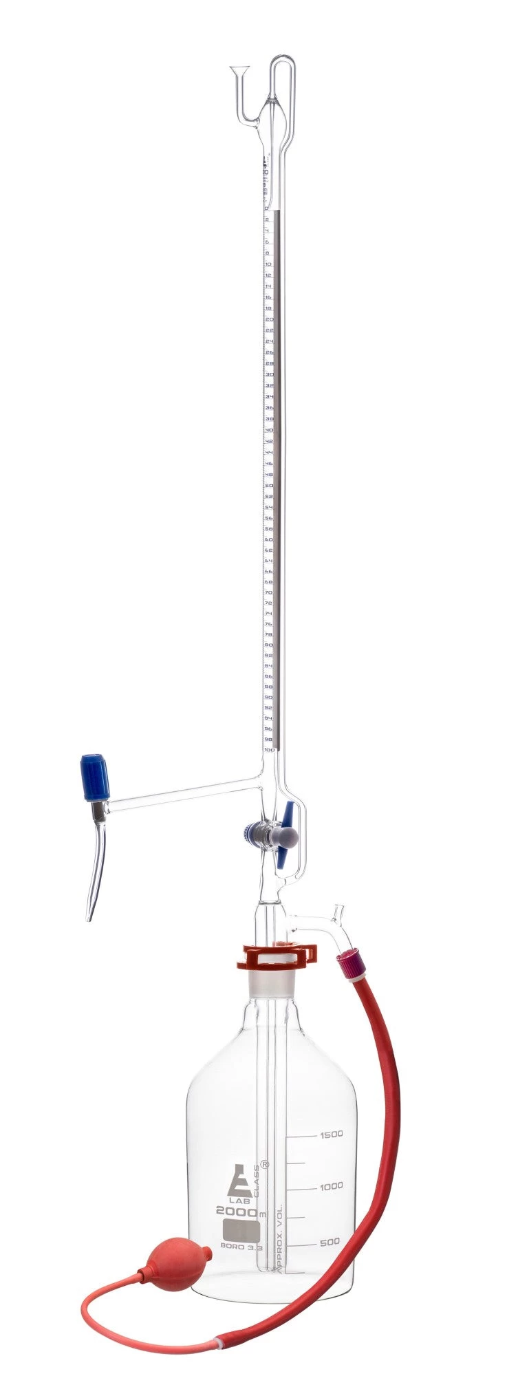 Automatic Zero Burette, 100mL - Class B - With Intermediate Stopcock & Schellbach Stripe - Borosilicate Glass 1 Automatic Zero Burette, 100mL - Class B - With Intermediate Stopcock & Schellbach Stripe - Borosilicate Glass