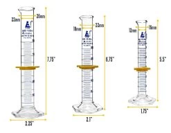 Premium Graduated Cylinder Set - 10mL, 25mL & 50mL - ASTM Class A - Protective Collars - Hexagonal Base - Blue Graduations - Borosilicate Glass -Laboratory Instrument Store hbgtmim1p7nhxwotck0v