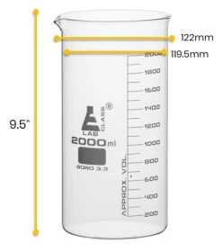 Beaker, 2000ml - Tall Form - Graduated - Borosilicate Glass -Laboratory Instrument Store hdtaixt87b77krp7zdx6