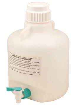 Carboy Bottle With Stopcock, 10 Liter Capacity - Polypropylene - With 2 Handles