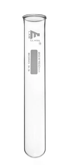 24PK Test Tubes, 30mL, 20x150mm - Rimmed - Marking Spot - Light Wall, 1.2mm Thick - Borosilicate 3.3 Glass
