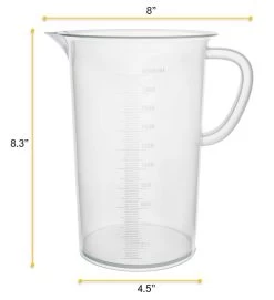 Measuring Jug, 2000mL - Polypropylene Plastic - Raised Graduations -Laboratory Instrument Store itzjlvqeasvnao0f0jec
