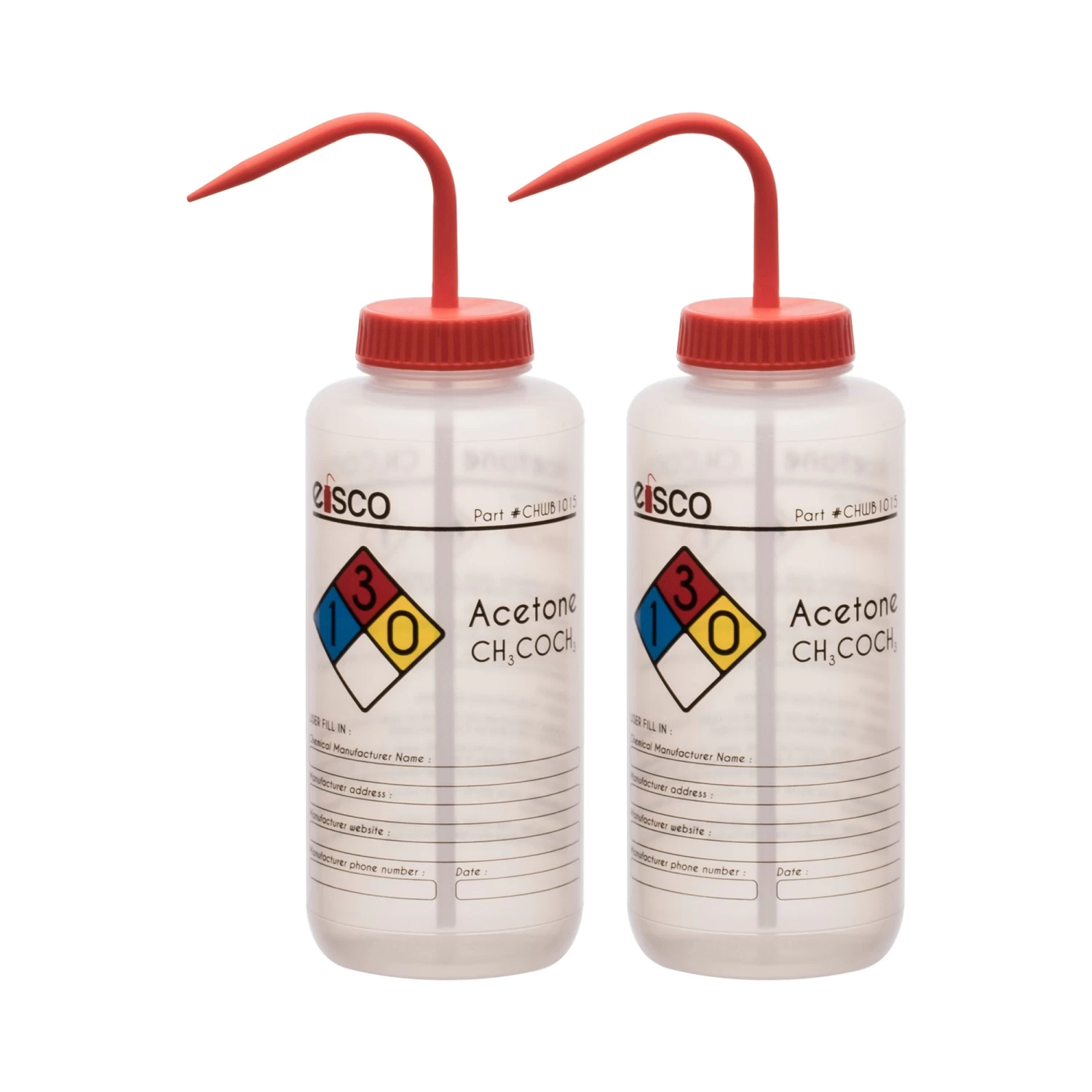 2PK Wash Bottle For Acetone, 1000ml - Labeled With Color Coded Chemical & Safety Information (4 Colors) - Wide Mouth, Self Venting, Low Density Polyethylene - 1 2PK Wash Bottle For Acetone, 1000ml - Labeled With Color Coded Chemical & Safety Information (4 Colors) - Wide Mouth, Self Venting, Low Density Polyethylene -