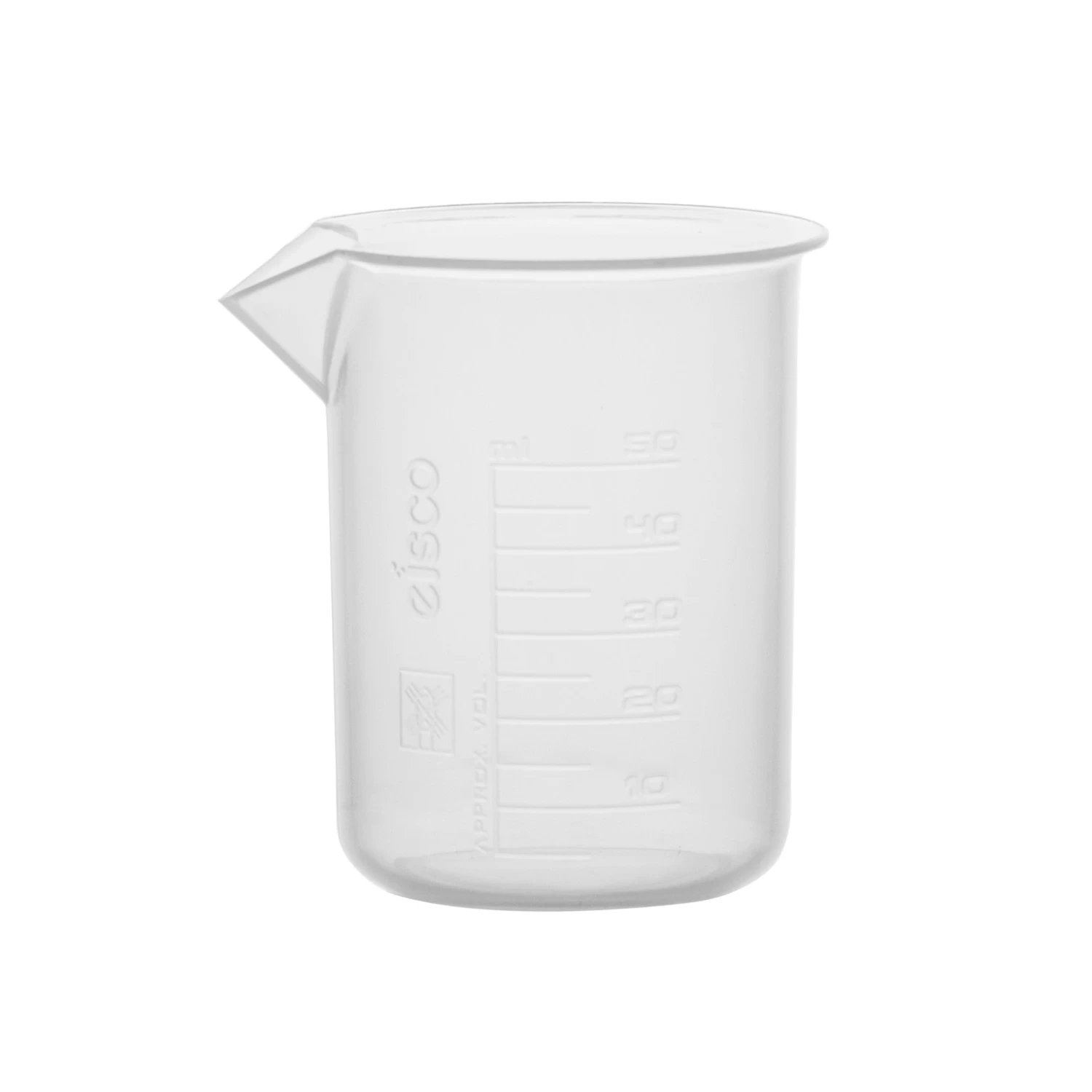 12PK Plastic Beakers, 50ml - Polypropylene - Raised Graduations 2 12PK Plastic Beakers, 50ml - Polypropylene - Raised Graduations - Image 2