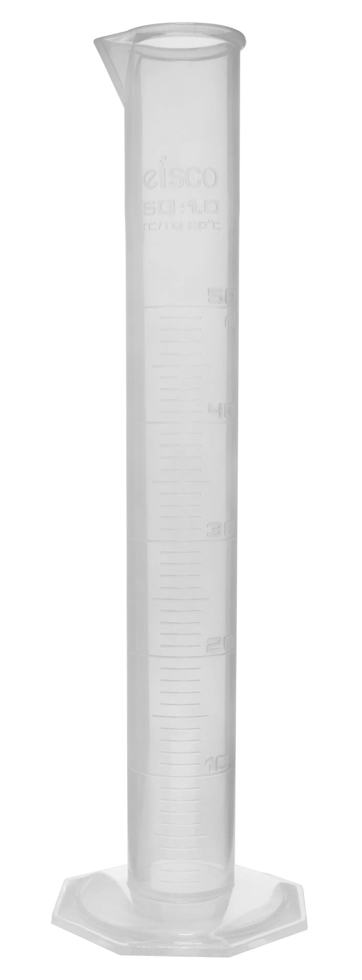 12PK Graduated Cylinders, 50mL - Class B - Octagonal Base - Raised Graduations - Polypropylene Plastic 2 12PK Graduated Cylinders, 50mL - Class B - Octagonal Base - Raised Graduations - Polypropylene Plastic - Image 2