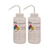 2PK Wash Bottle For Ethanol, 1000ml - Labeled With Color Coded Chemical & Safety Information (4 Colors) - Wide Mouth, Self Venting, Low Density Polyethylene - Performance Plastics By