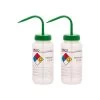 2PK Wash Bottle For Methanol, 500ml - Labeled With Color Coded Chemical & Safety Information (4 Colors) - Wide Mouth, Self Venting, Polypropylene - Performance Plastics By