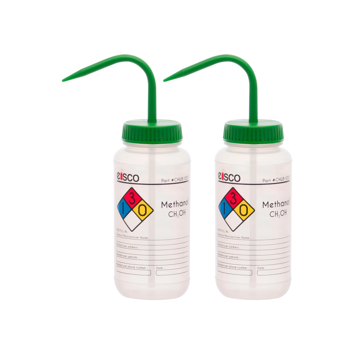 2PK Wash Bottle For Methanol, 500ml - Labeled With Color Coded Chemical & Safety Information (4 Colors) - Wide Mouth, Self Venting, Polypropylene - Performance Plastics By 1 2PK Wash Bottle For Methanol, 500ml - Labeled With Color Coded Chemical & Safety Information (4 Colors) - Wide Mouth, Self Venting, Polypropylene - Performance Plastics By