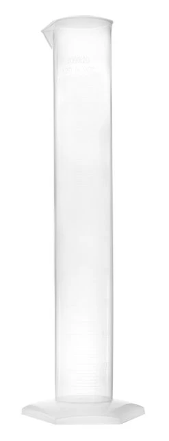 Graduated Cylinder, 2000mL - Class B - Hexagonal Base - Raised Graduations - Polypropylene Plastic