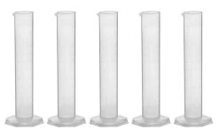 5PK Graduated Cylinders, 500mL - Class B - Octagonal Base - Raised Graduations - US Sourced Polypropylene Plastic