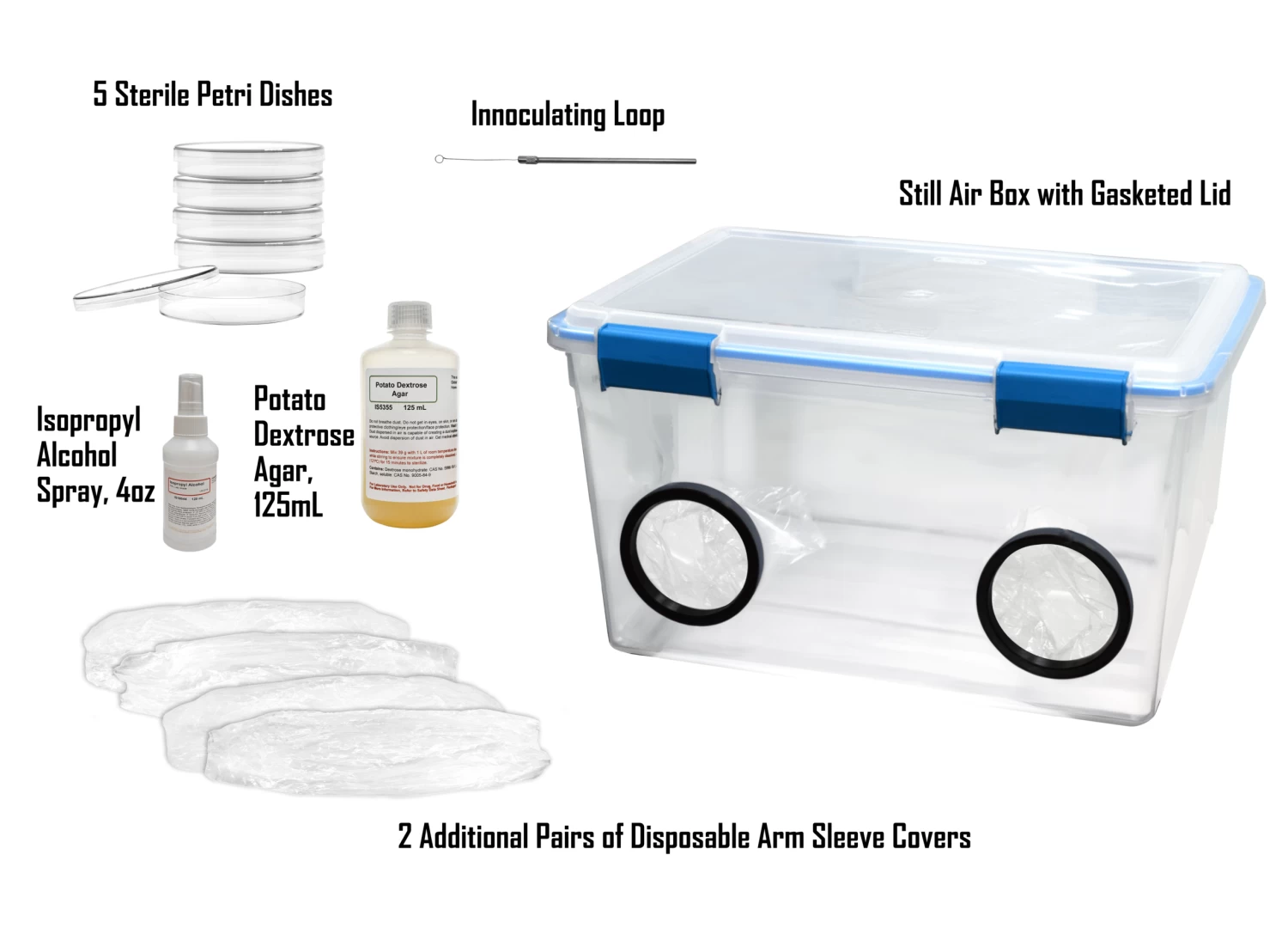 Still Air Box Mushroom Grow Kit With Culturing Supplies - 22.5"L X 16"D X 12.75"H W/ Gasketed Lid - Great Alternative to Laminar Flow Hood 2 Still Air Box Mushroom Grow Kit With Culturing Supplies - 22.5"L X 16"D X 12.75"H W/ Gasketed Lid - Great Alternative to Laminar Flow Hood - Image 2