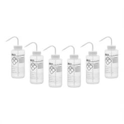 6PK Chemical Wash Bottle, Blank Labels, 1000ml - Wide Mouth, Self Venting, Low Density Polyethylene - Performance Plastics By