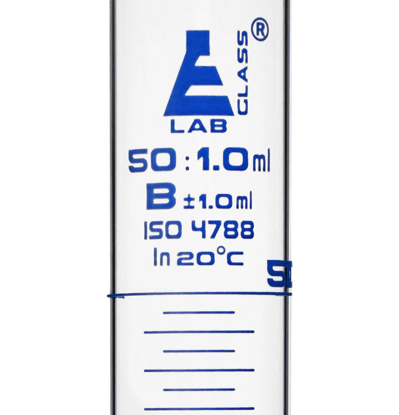 Graduated Cylinder, 50ml - Class B - Blue Graduations - Hexagonal Base 1 Graduated Cylinder, 50ml - Class B - Blue Graduations - Hexagonal Base