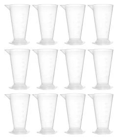 12PK Conical Measures, 50ml - Polypropylene - Raised Graduations - Hexagonal Base