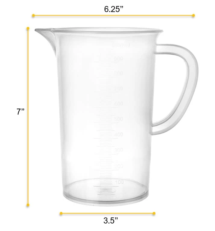 Measuring Jug, 1000ml - Polypropylene Plastic - Raised Graduations 5 Measuring Jug, 1000ml - Polypropylene Plastic - Raised Graduations - Image 5