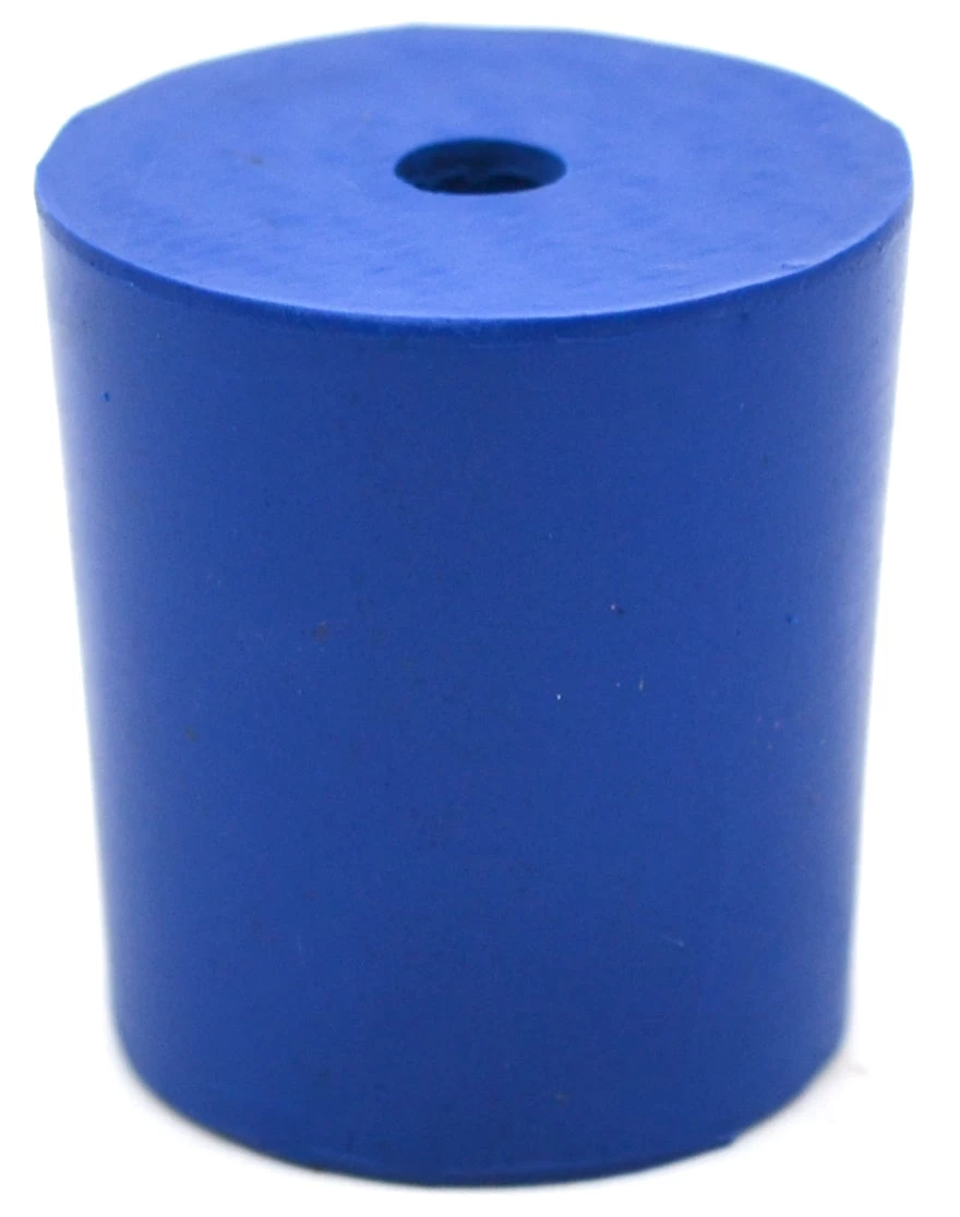 Neoprene Stopper, 1 Hole - Blue, Size: 23mm Bottom, 26mm Top, 28mm Length - Pack Of 10 2 Neoprene Stopper, 1 Hole - Blue, Size: 23mm Bottom, 26mm Top, 28mm Length - Pack Of 10 - Image 2
