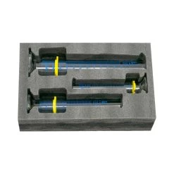 Premium Graduated Cylinder Set - 50mL, 100mL & 250mL - ASTM Class A - Protective Collars - Hexagonal Base - Blue Graduations - Borosilicate Glass