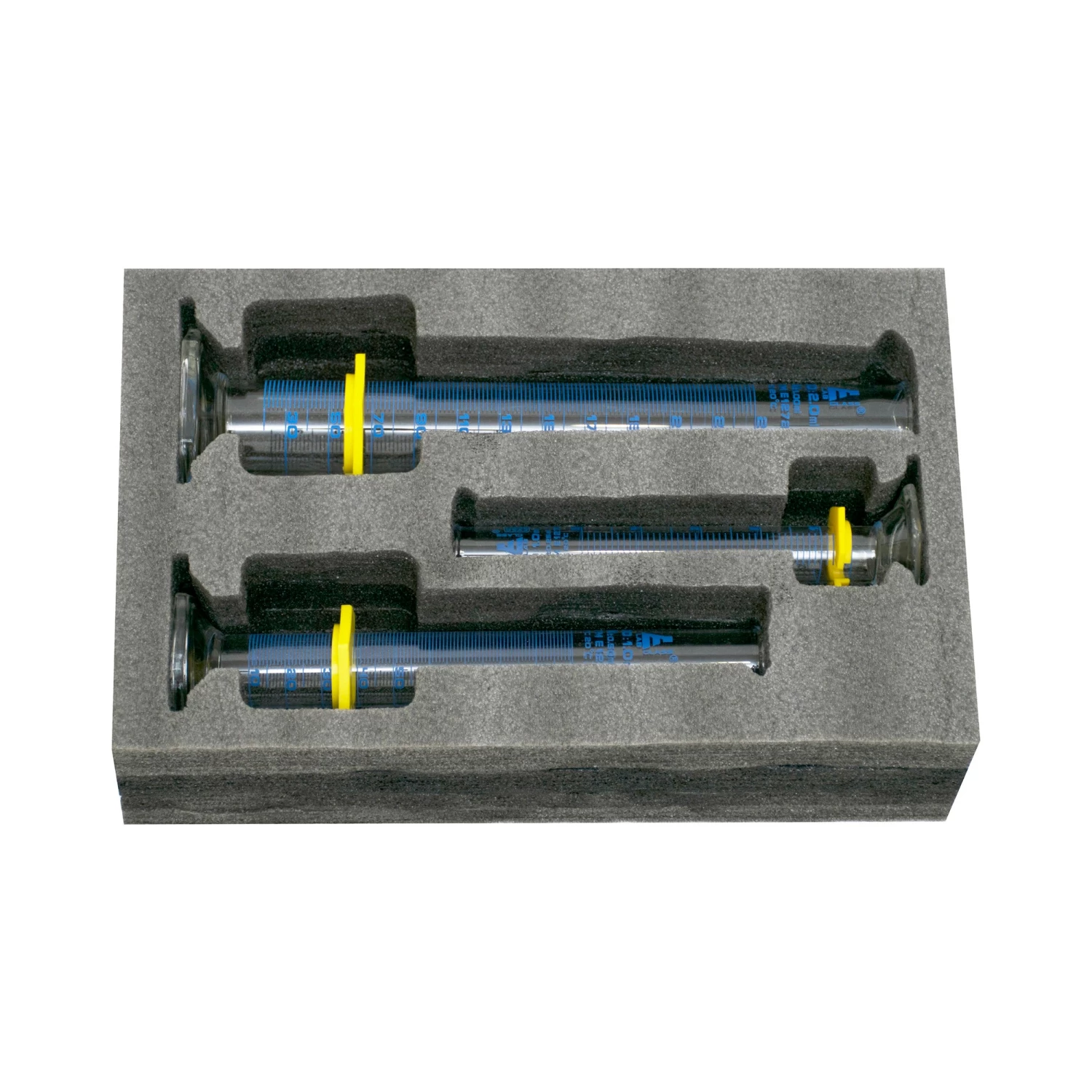 Premium Graduated Cylinder Set - 50mL, 100mL & 250mL - ASTM Class A - Protective Collars - Hexagonal Base - Blue Graduations - Borosilicate Glass 1 Premium Graduated Cylinder Set - 50mL, 100mL & 250mL - ASTM Class A - Protective Collars - Hexagonal Base - Blue Graduations - Borosilicate Glass