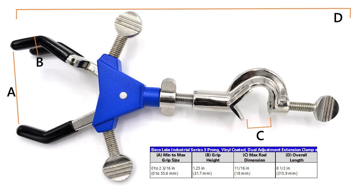 3 Finger Adjustable Clamp On Swivel Bosshead - 2.3" Max Opening 3 3 Finger Adjustable Clamp On Swivel Bosshead - 2.3" Max Opening - Image 3