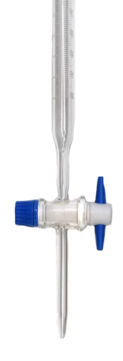 Burette, 25mL - Class A - With PTFE Stopcock - White 0.1mL Graduations - Borosilicate Glass