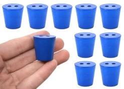 10PK Neoprene Stoppers, 2 Holes - ASTM - Size: #3 - 18mm Bottom, 24mm Top, 25mm Length -Laboratory Instrument Store lvnwn8qwvkajbtidijaq