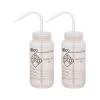 2PK Wash Bottle For Distilled Water, 500ml - Labeled With Color Coded Chemical & Safety Information (2 Color)- Wide Mouth, Self Venting, Low Density Polyethylene -