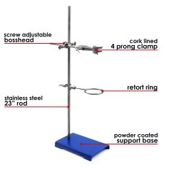5 Piece Metalware Set - Support Stand, Rod, Cork-Lined Clamp, Bosshead & Retort Ring -Laboratory Instrument Store mgbpkb7esa0n3rymhzpx