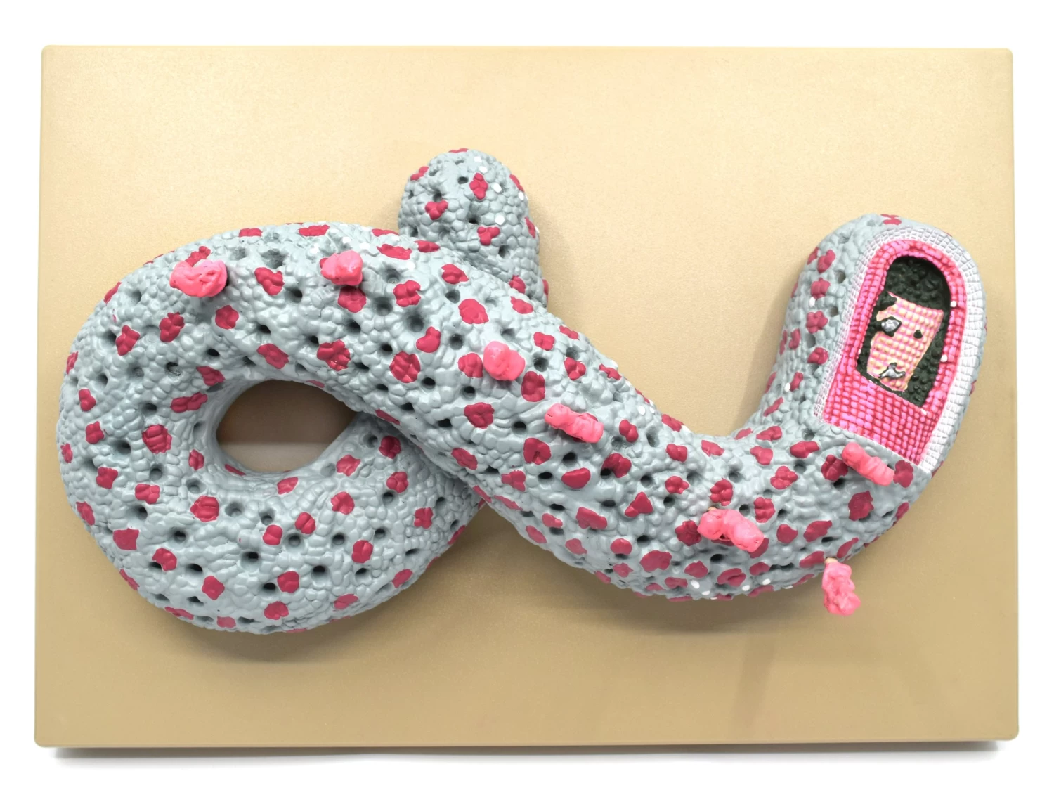 Ebola Virus Model, Three Dimensional, Sectional View, With Hand Painted Details, 100,000x Magnified - Mounted On Base, 16"x12"x1" - 2 Ebola Virus Model, Three Dimensional, Sectional View, With Hand Painted Details, 100,000x Magnified - Mounted On Base, 16"x12"x1" - - Image 2