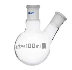 Boiling Flask With 2 Necks, 100mL - Round Bottom - 19/22 Sockets - Borosilicate Glass