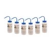 6PK Wash Bottle For Sodium Hypochloride (Bleach), 500ml - Labeled With Color Coded Chemical & Safety Information (4 Colors) - Wide Mouth, Self Venting, Low Density Polyethylene -
