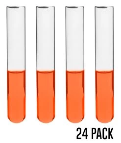 24PK Test Tubes, 50mL, 24x150mm - Rimless - Light Wall, 1.2mm Thick - Borosilicate 3.3 Glass