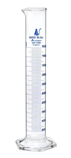 Graduated Cylinder, 500ml - Class A - Blue Graduations - Hexagonal Base -Laboratory Instrument Store nbexzr1ggkupzgxiqwvi