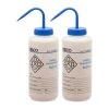 2PK Wash Bottle For Sodium Hypochlorite (Bleach), 1000ml - Labeled With Color Coded Chemical & Safety Information (2 Color)- Wide Mouth, Self Venting, LDPE - Performance Plastics By